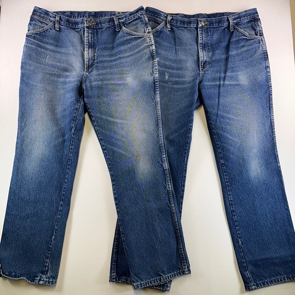 Vtg Lot of 4 Red Kap Rancher Denim Work Jeans 38x32 Straight Fit Distress Patina - Picture 3 of 15